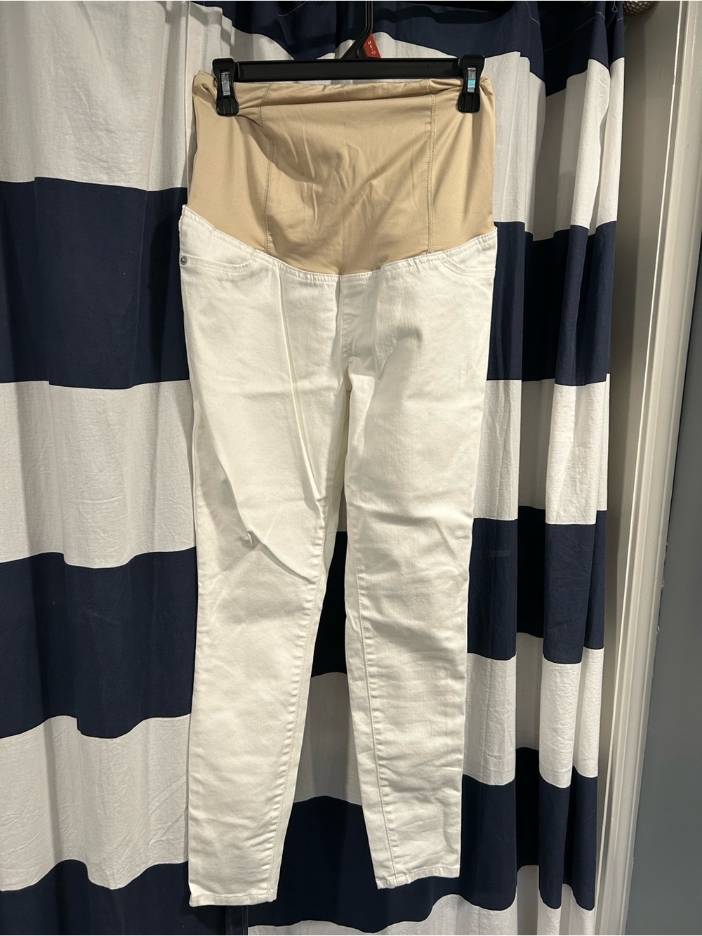 Isabel Maternity by Ingrid & Isabel White Jeans with Nude Maternity Panel